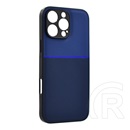 Gigapack Apple iPhone 16 Pro telefonvédő (szilikon keret, ütésálló, mágneses, bőr hatású hátlap, csíkos) sötétkék