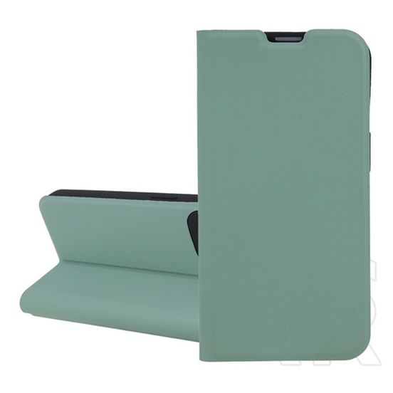 Gigapack Apple iPhone 16 Pro tok álló, bőr hatású (szilikon belső, oldalra nyíló, asztali tartó, kártyazseb) világoszöld