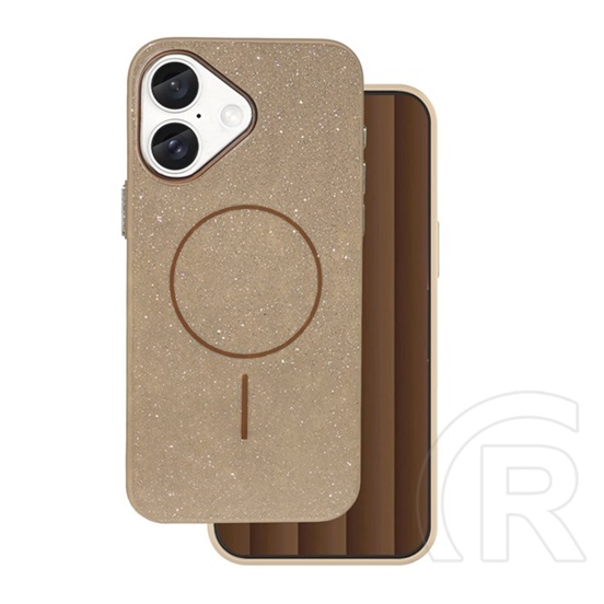 Gigapack Apple iPhone 16 szilikon telefonvédő (műanyag hátlap, kameravédő, magsafe, csillogó) barna