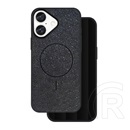Gigapack Apple iPhone 16 szilikon telefonvédő (műanyag hátlap, kameravédő, magsafe, csillogó) fekete