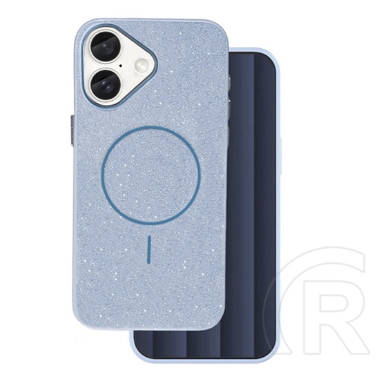Gigapack Apple iPhone 16 szilikon telefonvédő (műanyag hátlap, kameravédő, magsafe, csillogó) világoskék