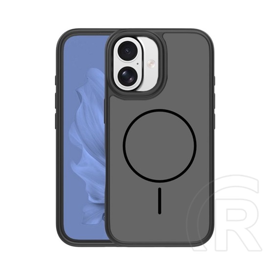 Gigapack Apple iPhone 16 szilikon telefonvédő (műanyag hátlap, ütésállóság, légpárnás sarok, kameravédő, magsafe) fekete