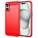 Gigapack Apple iPhone 16 szilikon telefonvédő (ütésállóság, légpárnás sarok, szálcsiszolt, karbon minta) piros