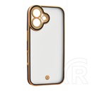 Gigapack Apple iPhone 16 szilikon telefonvédő (ütésállóság, matt, műanyag hátlap, kameravédő) arany/fekete