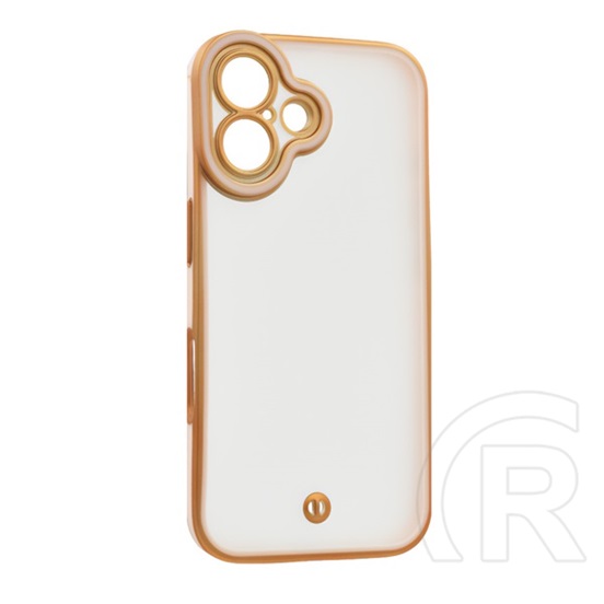Gigapack Apple iPhone 16 szilikon telefonvédő (ütésállóság, matt, műanyag hátlap, kameravédő) arany/rózsaszín