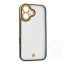 Gigapack Apple iPhone 16 szilikon telefonvédő (ütésállóság, matt, műanyag hátlap, kameravédő) arany/sötétkék