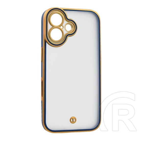 Gigapack Apple iPhone 16 szilikon telefonvédő (ütésállóság, matt, műanyag hátlap, kameravédő) arany/sötétkék