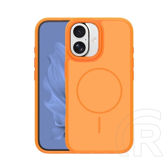 Gigapack Apple iPhone 16 szilikon védő (műanyag hátlap, ütésállóság, légpárnás sarok, kameravédő, magsafe) narancssárga