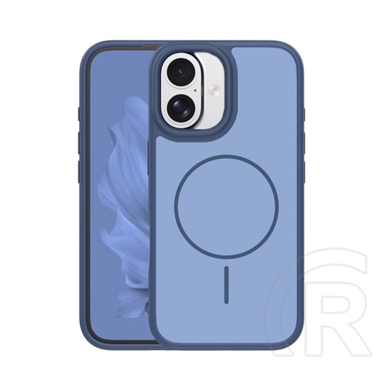 Gigapack Apple iPhone 16 szilikon védő (műanyag hátlap, ütésállóság, légpárnás sarok, kameravédő, magsafe) sötétkék