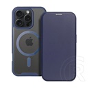 Gigapack Apple iPhone 16 tok álló, bőr hatású ( kameravédő, mágneses, átlátszó matt hátlap, magsafe) sötétkék
