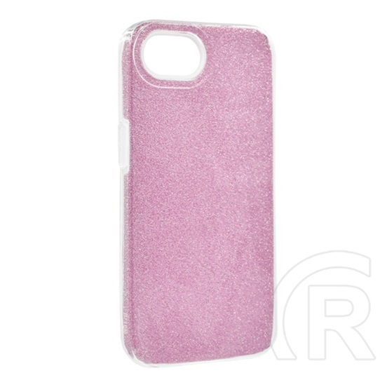 Gigapack Apple iPhone 16e szilikon telefonvédő (műanyag belső, csillogó hátlap) rózsaszín