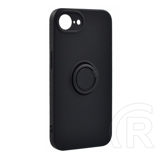 Gigapack Apple iPhone 16e szilikon telefonvédő (tartógyűrű, mikrofiber plüss belső, mágneses, kameravédő) fekete