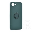 Gigapack Apple iPhone 16e szilikon telefonvédő (tartógyűrű, mikrofiber plüss belső, mágneses, kameravédő) sötétzöld
