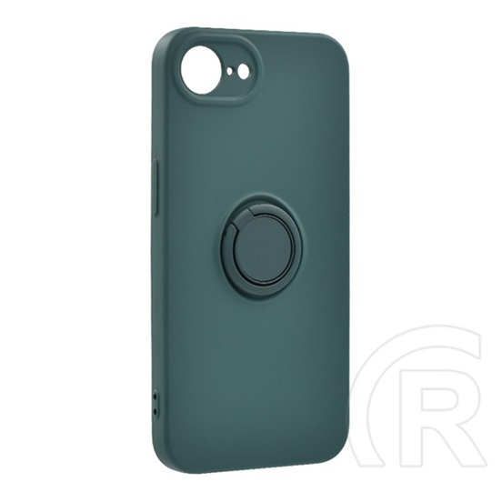 Gigapack Apple iPhone 16e szilikon telefonvédő (tartógyűrű, mikrofiber plüss belső, mágneses, kameravédő) sötétzöld