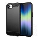 Gigapack Apple iPhone 16e szilikon telefonvédő (ütésállóság, légpárnás sarok, szálcsiszolt, karbon minta) fekete