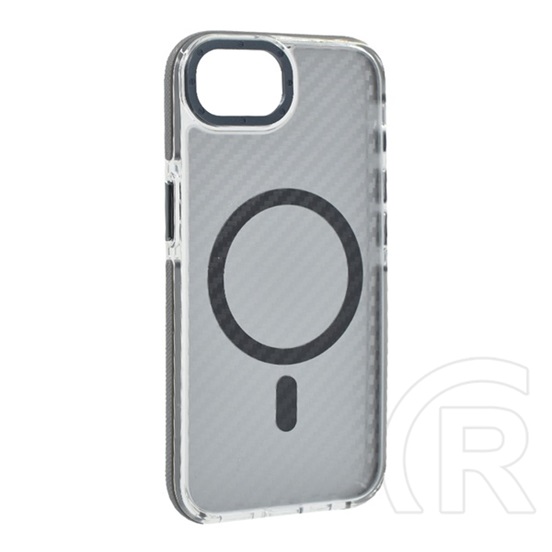 Gigapack Apple iPhone 16e szilikon védő (ütésállóság, légpárnás sarok, karbon minta, wireless, magsafe) sötétszürke