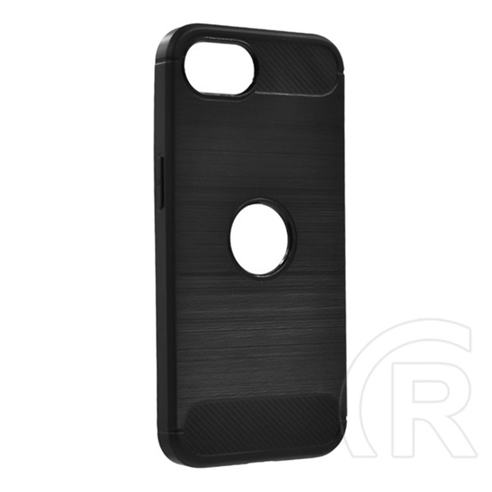 Gigapack Apple iPhone 16e szilikon védő (ütésállóság, légpárnás sarok, szálcsiszolt, karbon minta, logó kivágás) fekete