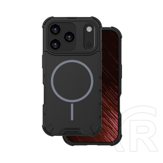 Gigapack Apple iPhone 17 Pro Max defender műanyag (ütésállóság, légpárnás sarok, matt, szilikon belső, magsafe) fekete