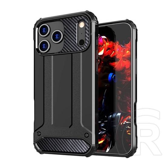 Gigapack Apple iPhone 17 Pro Max defender szilikon telefonvédő (ütésállóság, légpárnás sarok, fémhatás) fekete