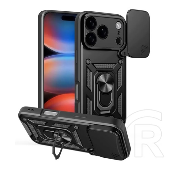 Gigapack Apple iPhone 17 Pro Max defender szilikon telefonvédő (ütésállóság, tartógyűrű, kameravédő) fekete
