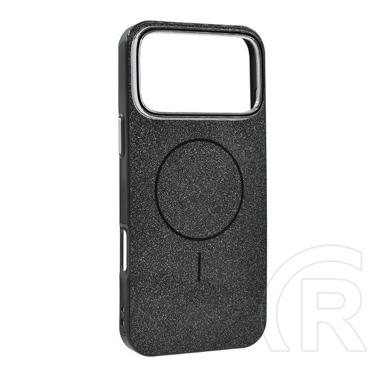 Gigapack Apple iPhone 17 Pro Max szilikon telefonvédő (műanyag hátlap, kameravédő, magsafe, csillogó) fekete