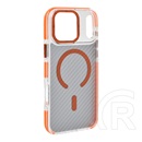 Gigapack Apple iPhone 17 Pro Max szilikon védő (ütésálló, légpárnás sarok, karbon minta, wireless, magsafe) narancssárga