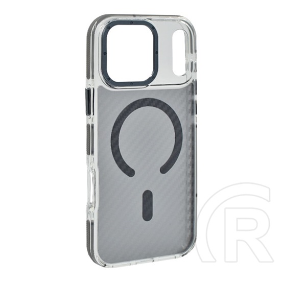 Gigapack Apple iPhone 17 Pro Max szilikon védő (ütésálló, légpárnás sarok, karbon minta, wireless, magsafe) sötétszürke