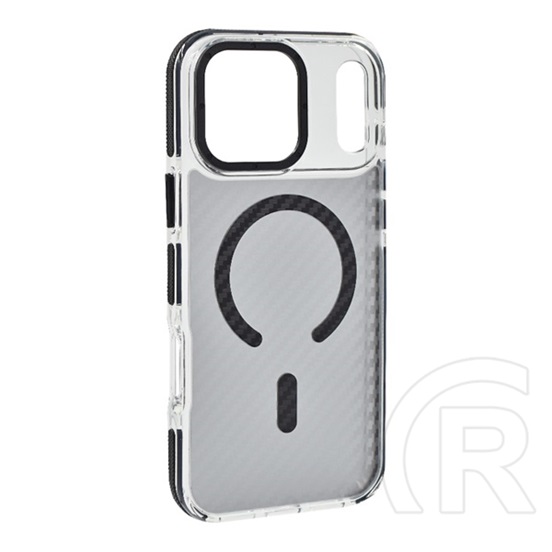 Gigapack Apple iPhone 17 Pro Max szilikon védő (ütésállóság, légpárnás sarok, karbon minta, wireless, magsafe) fekete