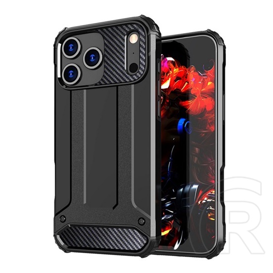 Gigapack Apple iPhone 17 Pro defender szilikon telefonvédő (ütésállóság, légpárnás sarok, fémhatás) fekete