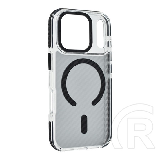 Gigapack Apple iPhone 17 Pro szilikon telefonvédő (ütésállóság, légpárnás sarok, karbon minta, wireless, magsafe) fekete