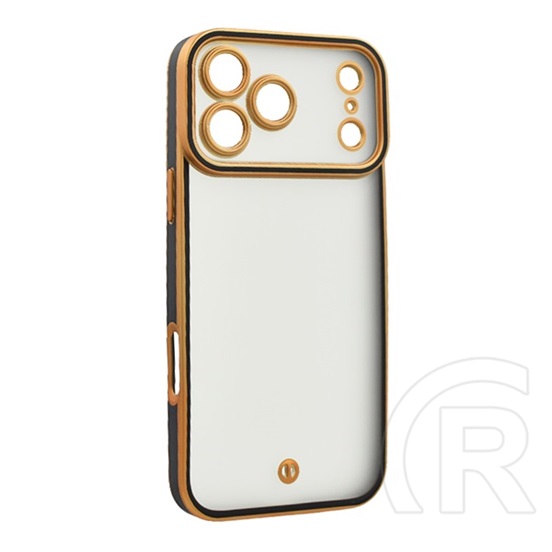 Gigapack Apple iPhone 17 Pro szilikon telefonvédő (ütésállóság, matt, műanyag hátlap, kameravédő) arany/fekete
