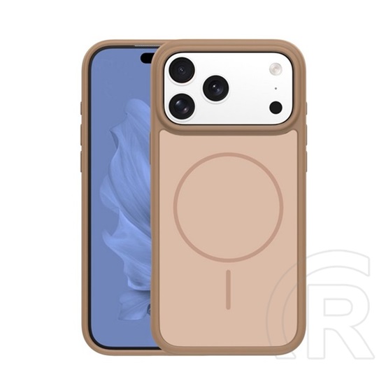 Gigapack Apple iPhone 17 Pro szilikon védő (műanyag hátlap, ütésállóság, légpárnás sarok, kameravédő, magsafe) barna