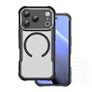 Gigapack Apple iPhone 17 Pro szilikon védő (ütésállóság, légpárnás sarok, kameravédő, karbon minta, magsafe) fekete