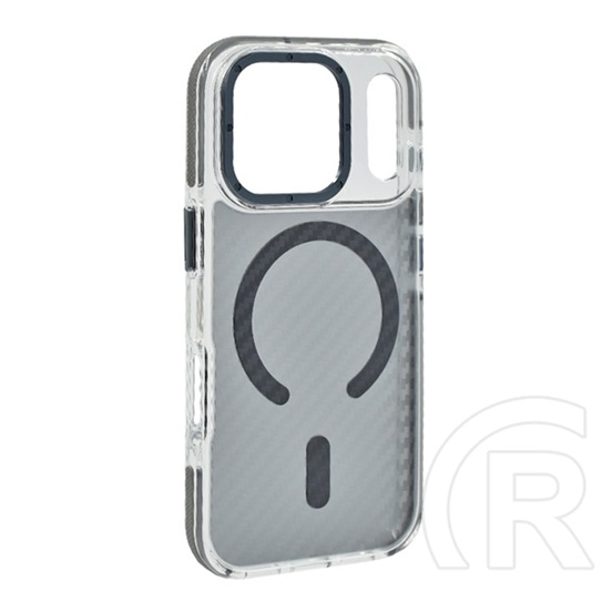 Gigapack Apple iPhone 17 Pro szilikon védő (ütésállóság, légpárnás sarok, karbon minta, wireless, magsafe) sötétszürke