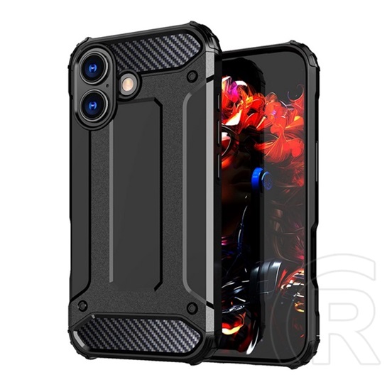 Gigapack Apple iPhone 17 defender szilikon telefonvédő (ütésállóság, légpárnás sarok, fémhatás) fekete