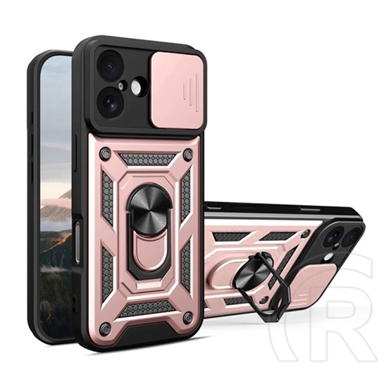 Gigapack Apple iPhone 17 defender szilikon telefonvédő (ütésállóság, tartógyűrű, kameravédő) rozéarany