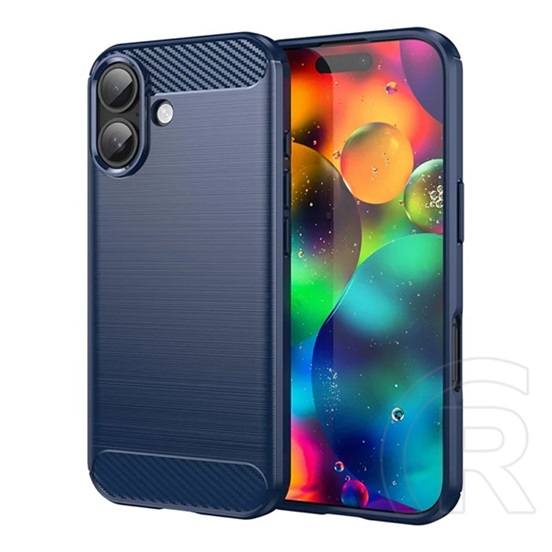 Gigapack Apple iPhone 17 szilikon telefonvédő (ütésállóság, légpárnás sarok, szálcsiszolt, karbon minta) sötétkék