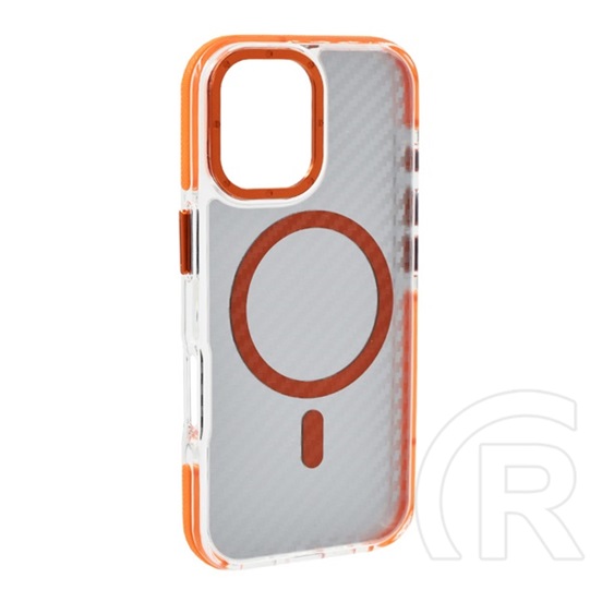 Gigapack Apple iPhone 17 szilikon védő (ütésállóság, légpárnás sarok, karbon minta, wireless, magsafe) narancssárga