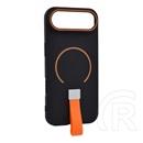 Gigapack Apple iPhone Air szilikon telefonvédő (mikrofiber plüss belső, kameravédő, ujjra húzható pánt, magsafe) fekete