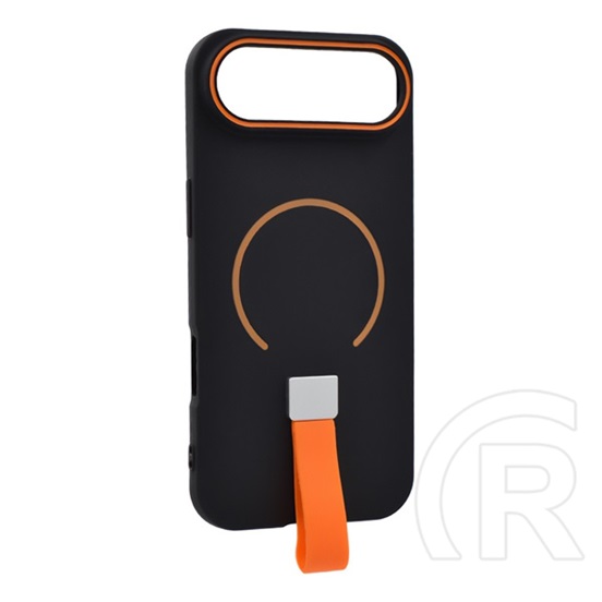 Gigapack Apple iPhone Air szilikon telefonvédő (mikrofiber plüss belső, kameravédő, ujjra húzható pánt, magsafe) fekete