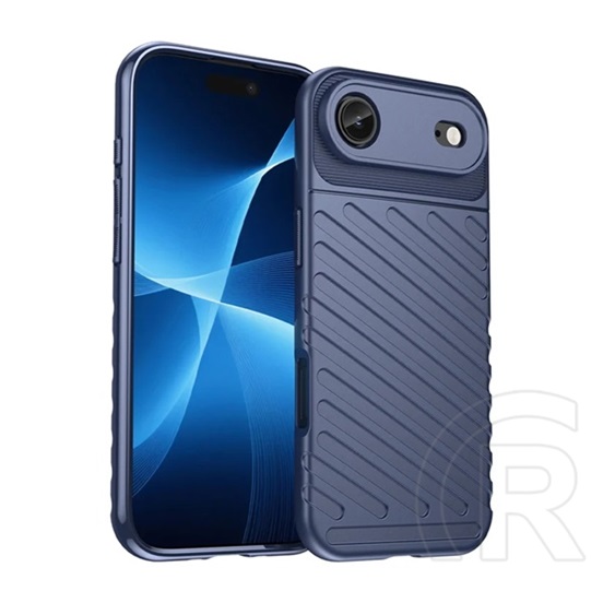 Gigapack Apple iPhone Air szilikon telefonvédő (ütésállóság, csíkos, dombor minta) sötétkék