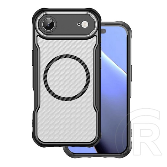 Gigapack Apple iPhone Air szilikon telefonvédő (ütésállóság, légpárnás sarok, kameravédő, karbon minta, magsafe) fekete
