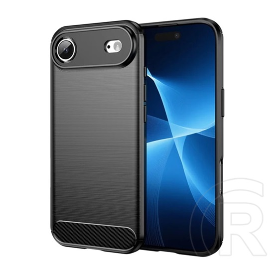 Gigapack Apple iPhone Air szilikon telefonvédő (ütésállóság, légpárnás sarok, szálcsiszolt, karbon minta) fekete