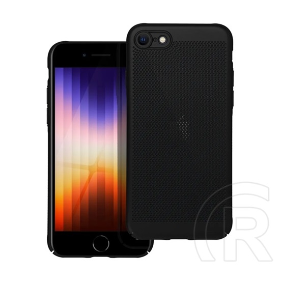 Gigapack Apple iPhone SE 3 (2022) műanyag telefonvédő (légáteresztő, lyukacsos minta, kamera védelem) fekete