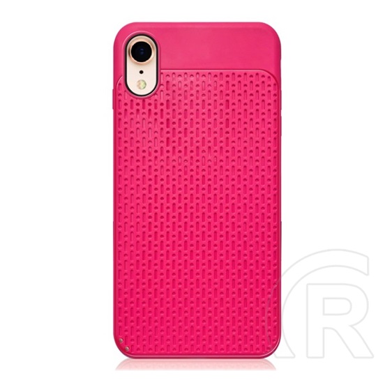 Gigapack Apple iPhone XR szilikon telefonvédő (műanyag hátlap, lyukacsos minta, magenta)