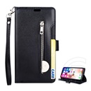 Gigapack Apple iPhone XS Max 6.5 tok álló (Flip, oldalra nyíló, cipzáras pénztárca, csuklópánt) fekete