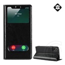 Gigapack Apple iPhone XS Max 6.5 tok álló, valódi bőr (Flip, oldalra nyíló, Dual View Window) fekete