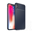 Gigapack Apple iPhone XS Max Szilikon telefonvédő (légpárnás sarok, karbon minta, sötétkék)