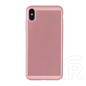 Gigapack Apple iPhone XS Max műanyag telefonvédő (gumírozott, lyukacsos minta, rozéarany)