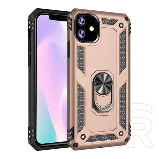 Gigapack Defender Apple iPhone 11 Pro műanyag (közepesen ütésálló, telefontartó gyűrű, beépített fémlemez, arany)